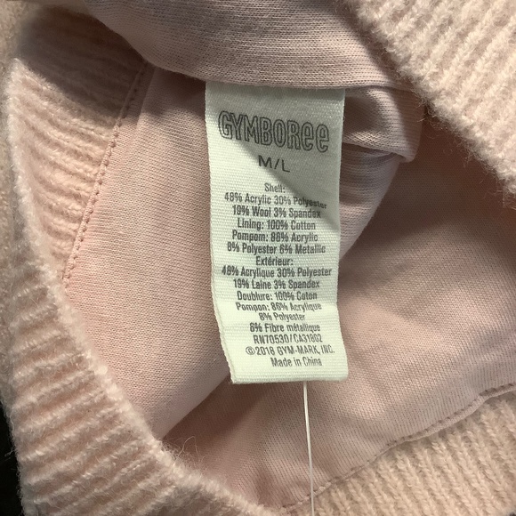 Pink Lined Hat Beanie with Pom Pomds - Picture 5 of 6